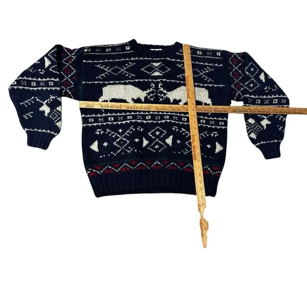 Vintage Traditions 100% Wool Sweater – Size Medium Blue
